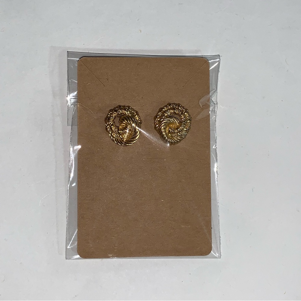 vintage CHRISTIAN DIOR 14k yellow gold plated ROPE KNOT stud post EARRINGS - Picture 10 of 10